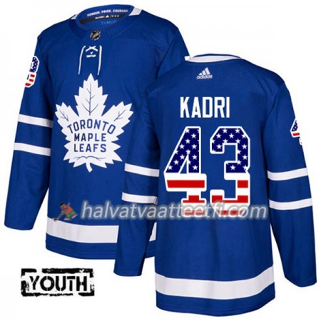 Lasten NHL Toronto Maple Leafs Pelipaita Nazem Kadri 43 Adidas 2017-2018 Blue USA Flag Fashion Authentic